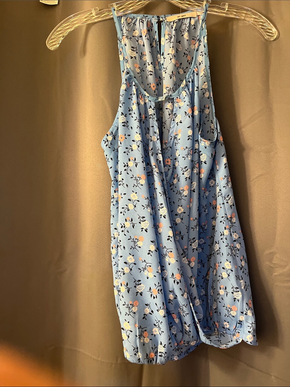 miami Light Blue Floral Racerback Tank